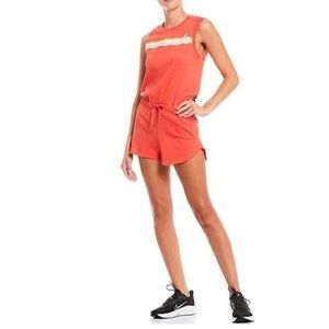 Nike Romper Medium Womens Red Shorts Sportswear Retro Rainbow Soft Cotton Jersey